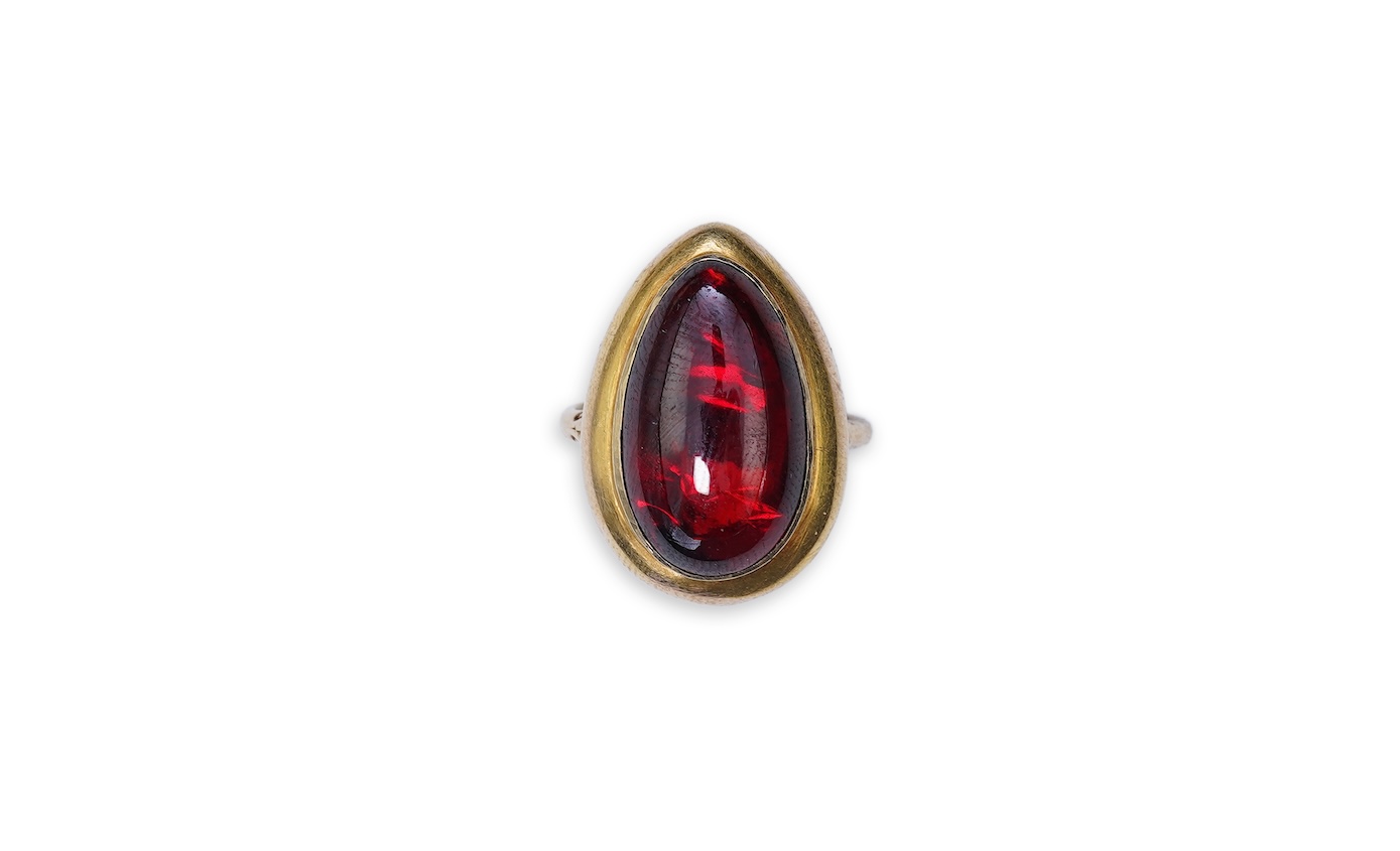 An unusual garnet locket ring, late 19th century composite